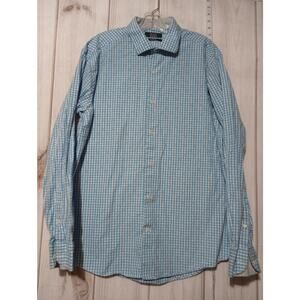 Saks Fifth Avenue Shirt‎ Mens XL Gingham Check Slim Fit Long Sleeve Dress Shirt